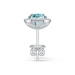 Platinum Semi Mount Earrings Setting Round RD 6x6m Halo Diamond Accent DHJ