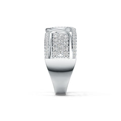 18K Gold Ring Multi-Row Layered with or Moissanite Diamond Accent DHJ