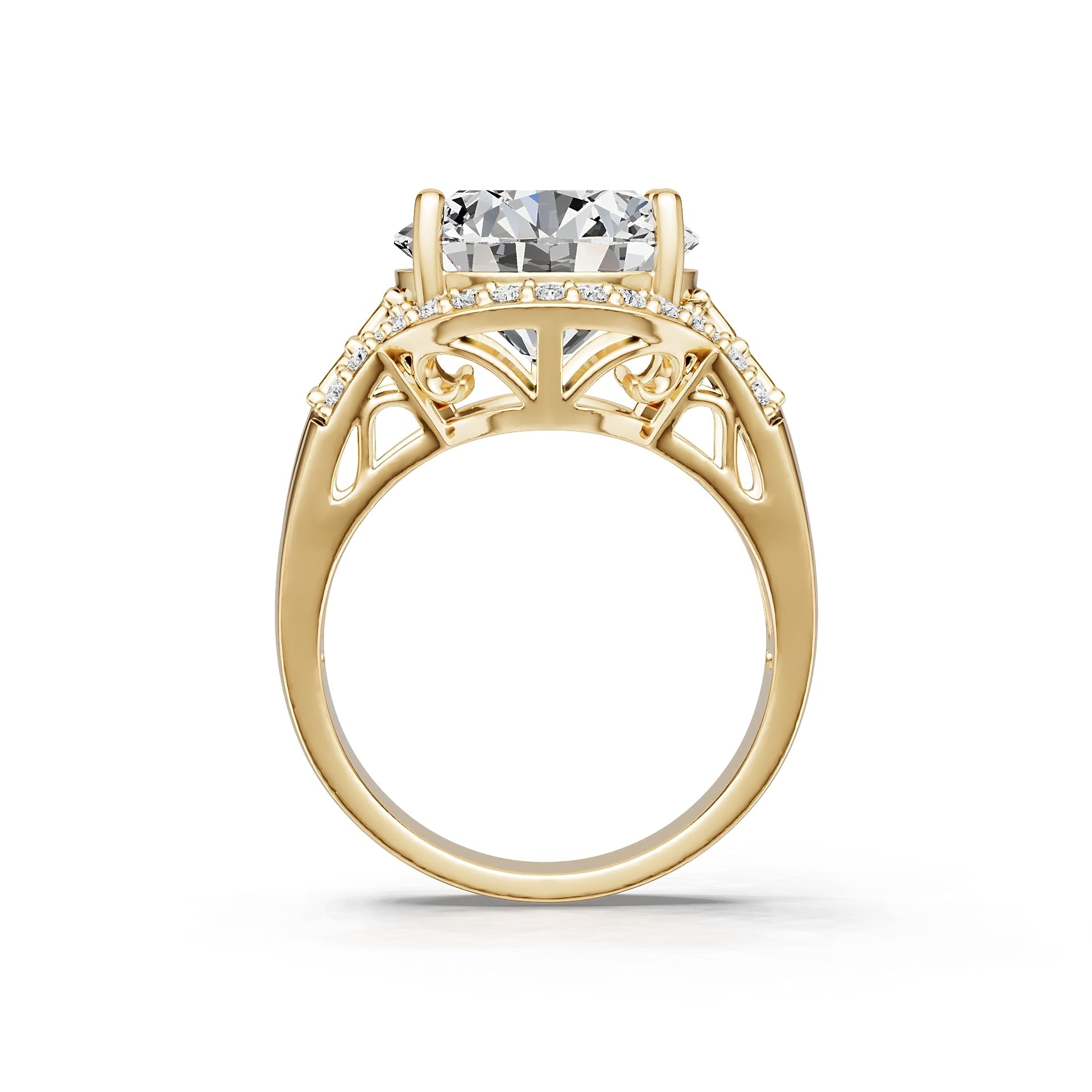 18K Gold Semi Mount Ring Setting Round Ro 6x6mm Syz Jewelry