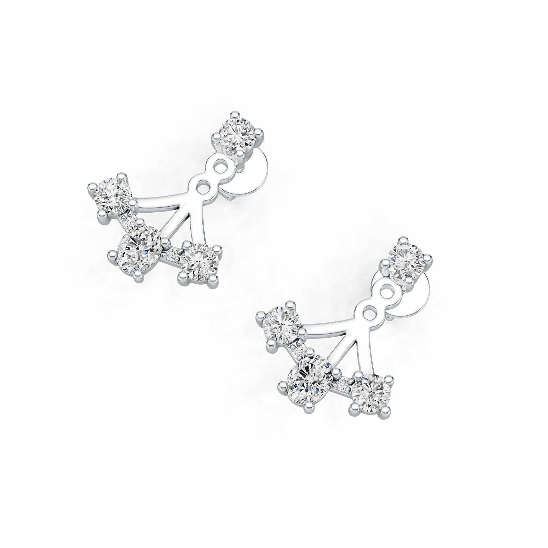 Sterling Silver Ear Jacket Earrings with White Topaz or Moissanite DHJ