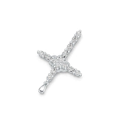 18K Gold Semi Mount Pendant Setting Oval OV 5x3mm Cross Pendant Diamond Accent DHJ