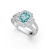 Sterling Silver Semi Mount Ring Setting Cushion CU 8X6mm with White Topaz DHJ