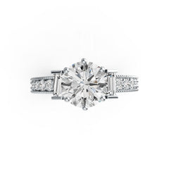 18K Gold Semi Mount Ring Setting Round RD 8X8mm with Diamond Accent DHJ