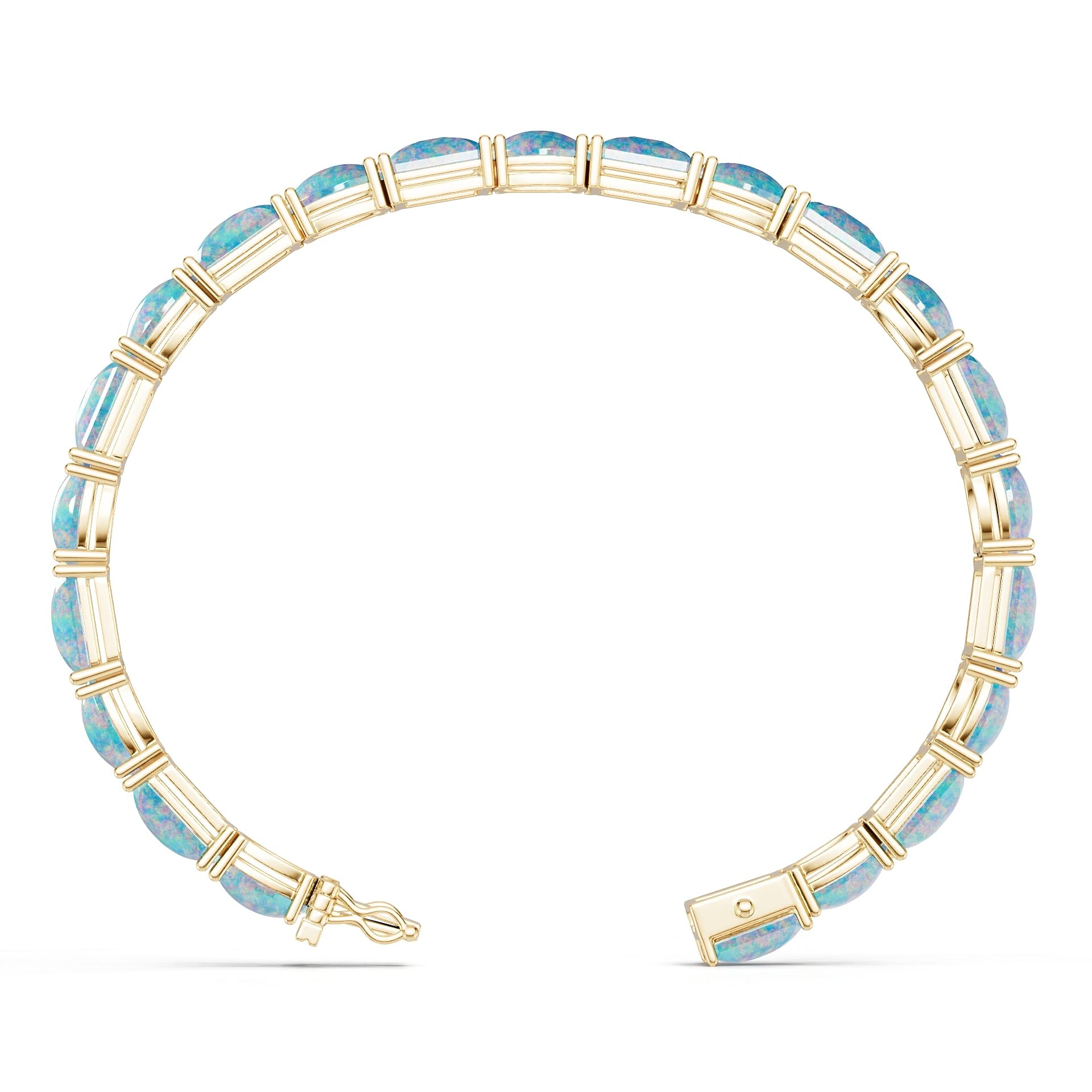 18K Gold Semi Mount Bracelet Setting Round Ro 9x6mm Syz Jewelry
