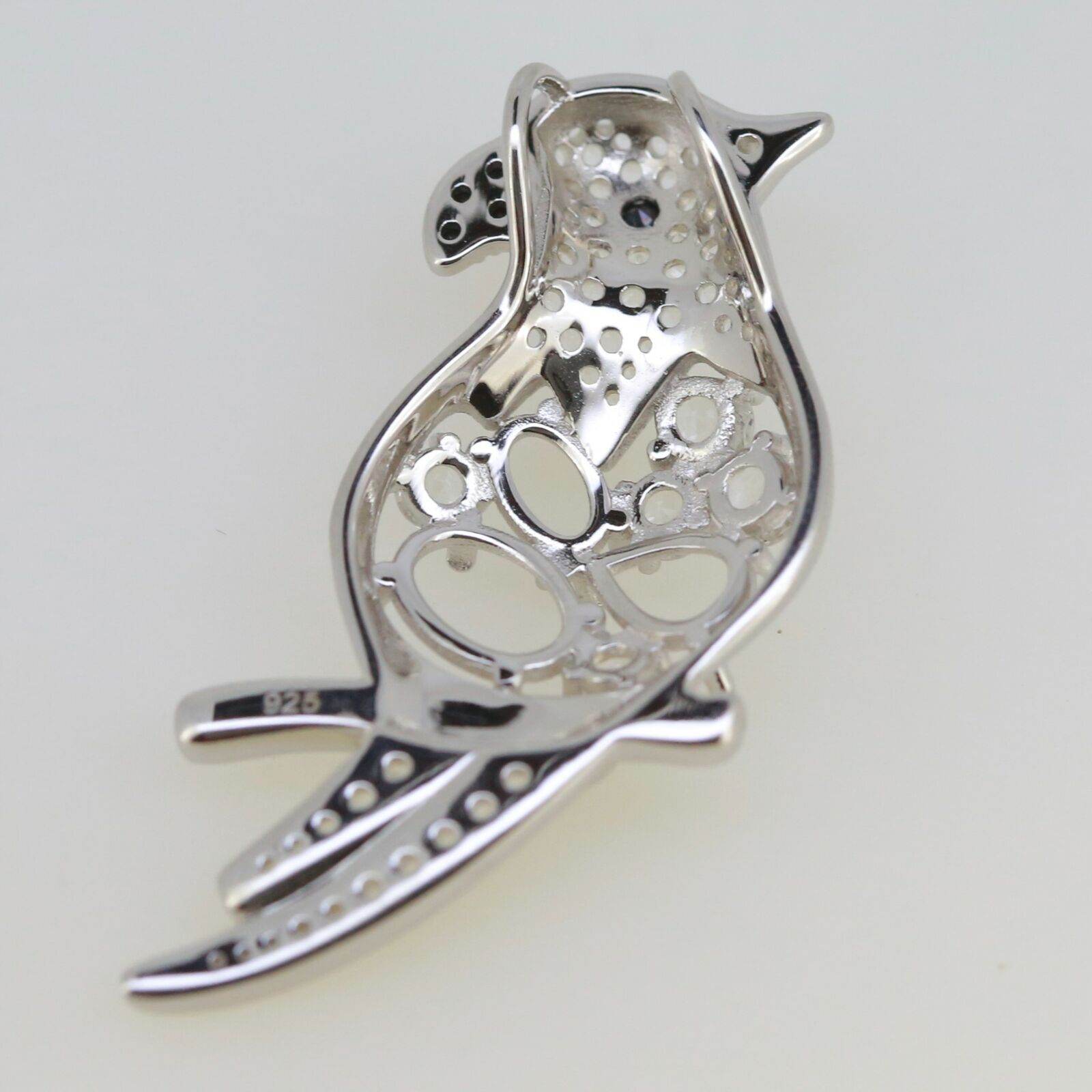 18K Gold Semi Mount Pendant Setting OV 8x6mm 6x4 PE 7x5mm Bird Theme Diamond Accent Syzjewelry