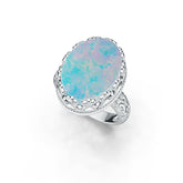 Sterling Silver Semi Mount Ring Setting Oval OV 16X12mm Cabochon Art Deco Style DHJ