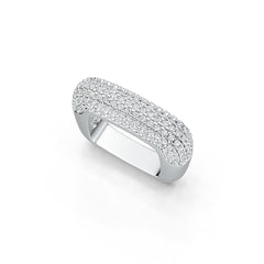 Sterling Silver Ring Pave Square Ring with White Topaz or Moissanite DHJ
