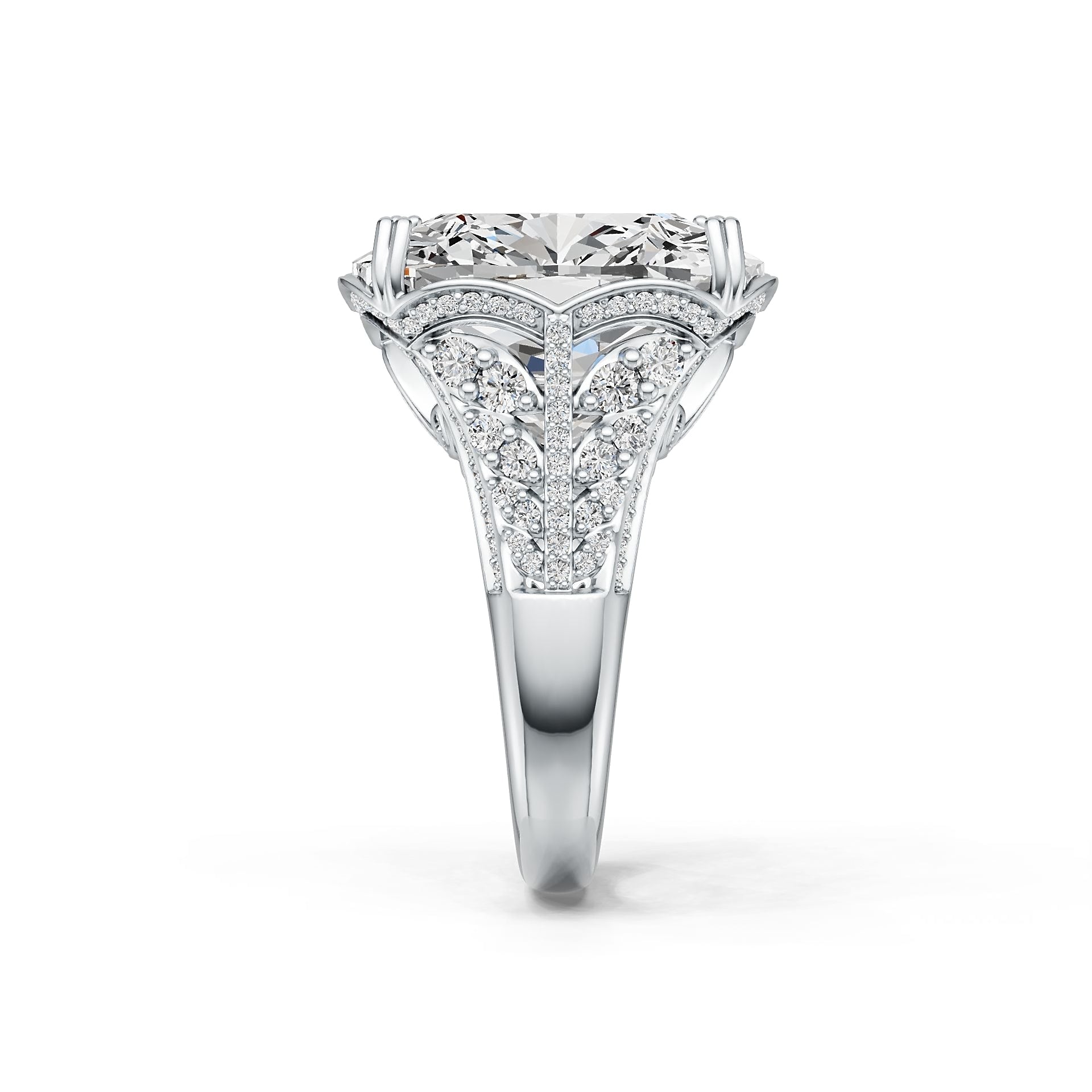 Platinum Semi Mount Ring Setting Cushion CU 18X18mm Diamond Accent DHJ