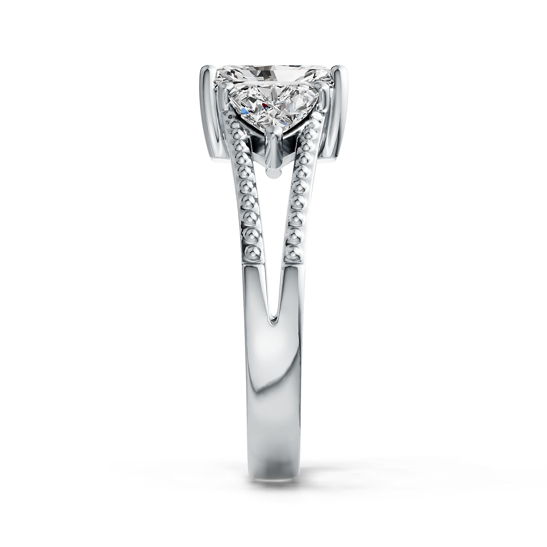 Platinum Semi Mount Ring Setting Emerald OCT 8X6mm TRI 5X5mm DHJ