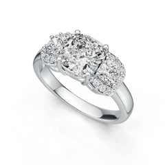 Sterling Silver Semi Mount Ring Setting Cushion CU 7.5X7.5mm CU 4X4mm DHJ