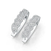 Sterling Silver Earrings Huggie Hoop with White Topaz or Moissanite DHJ