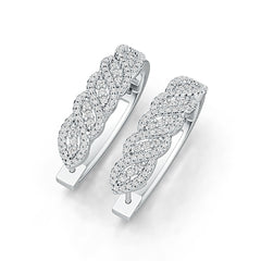Sterling Silver Earrings Huggie Hoop with White Topaz or Moissanite DHJ