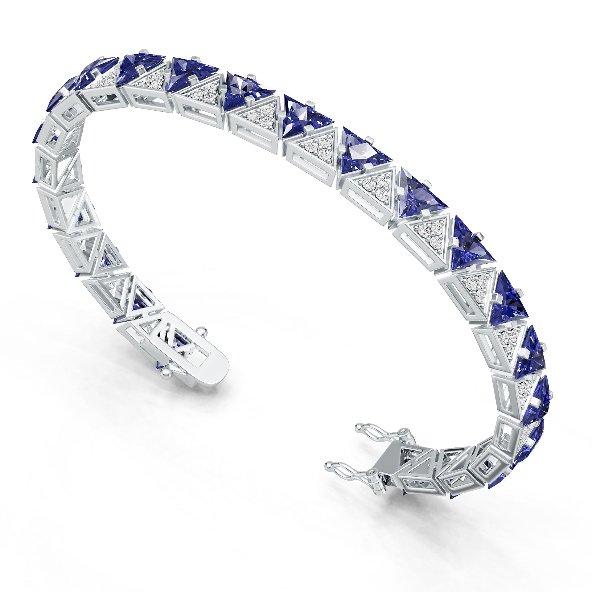 18K Gold Semi Mount Bracelet Setting Trillion Tr 7x6mm Syz Jewelry