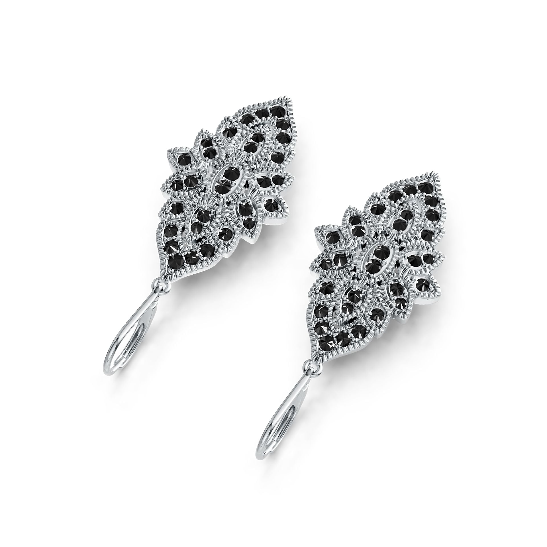 Sterling Silver Dangling Earrings with White Topaz or Moissanite DHJ