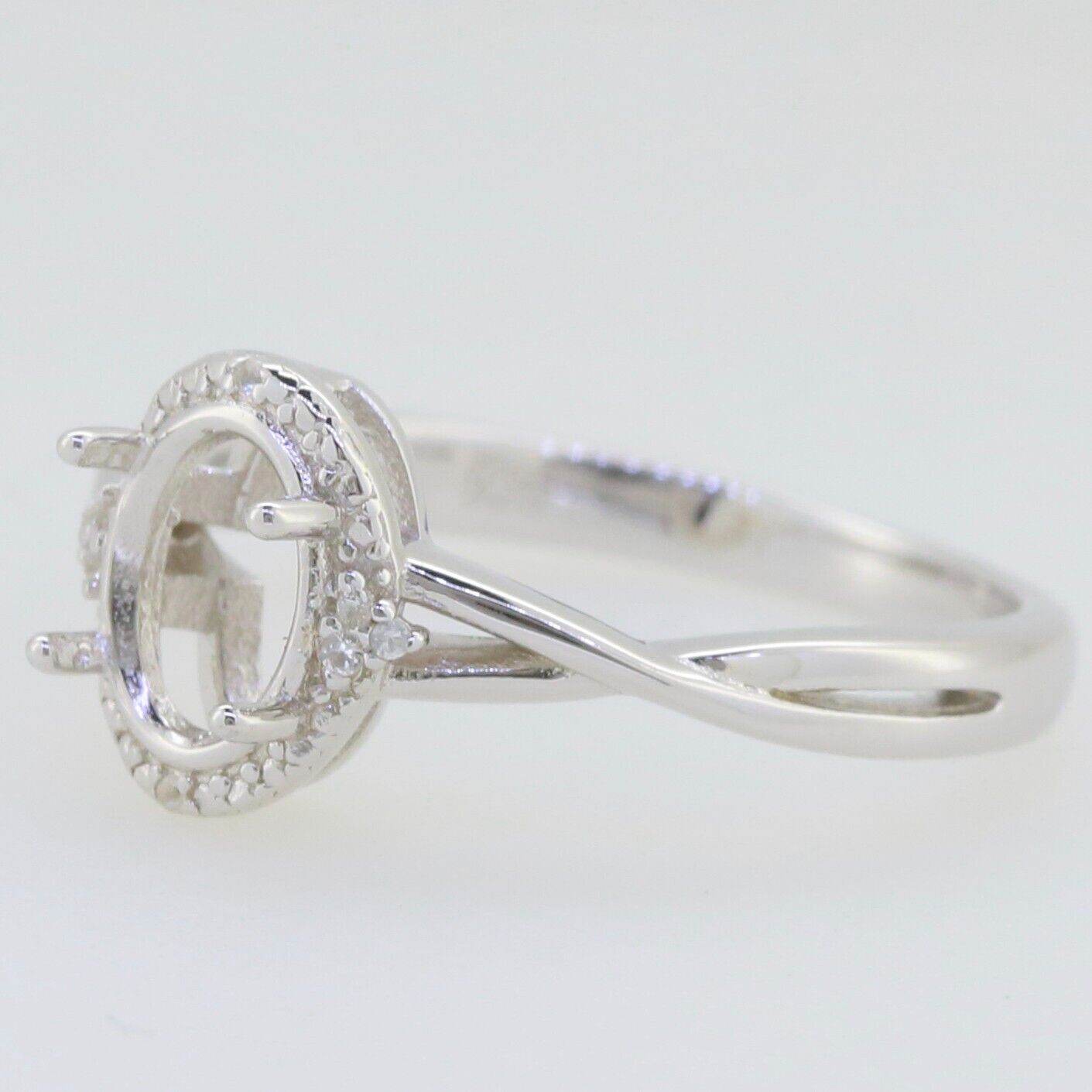 14K Gold Semi Mount Ring Setting Oval OV 7x5mm cross shank Whit Diamond Accent Syzjewelry