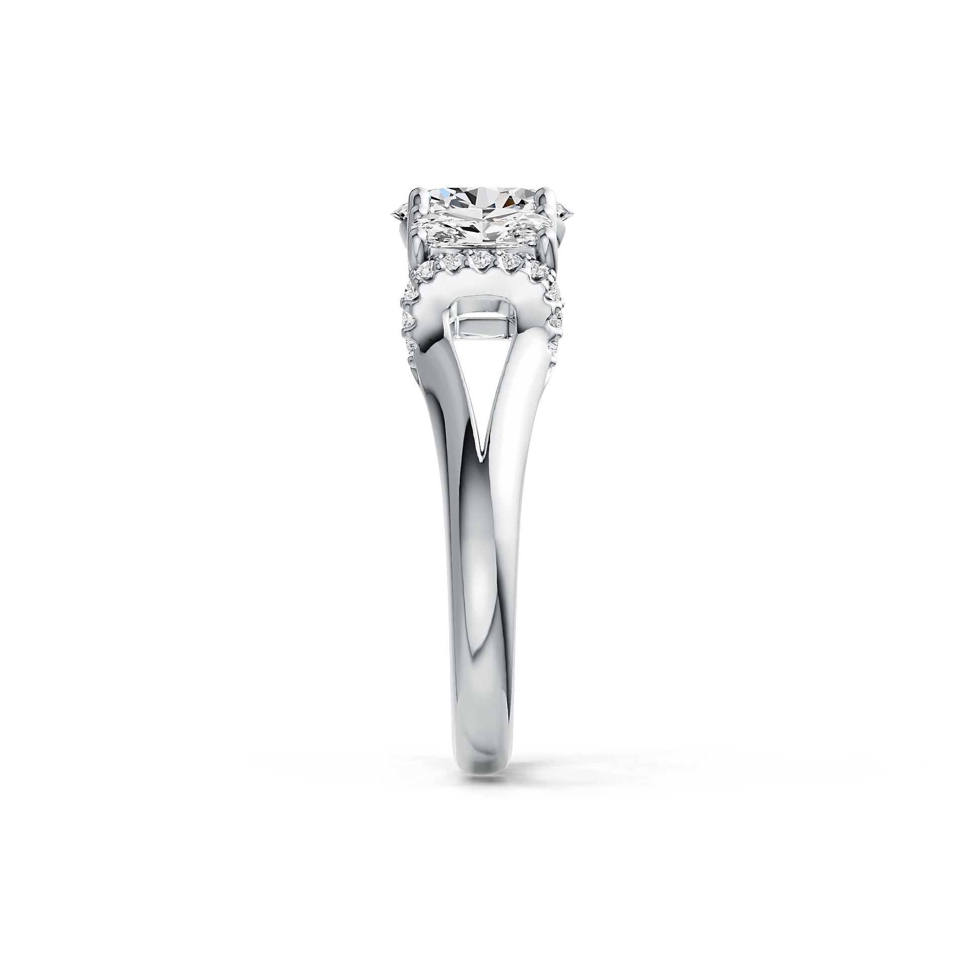 14K Gold Semi Mount Ring Setting Oval OV 8X6mm CU 6X4mm Diamond Accent DHJ