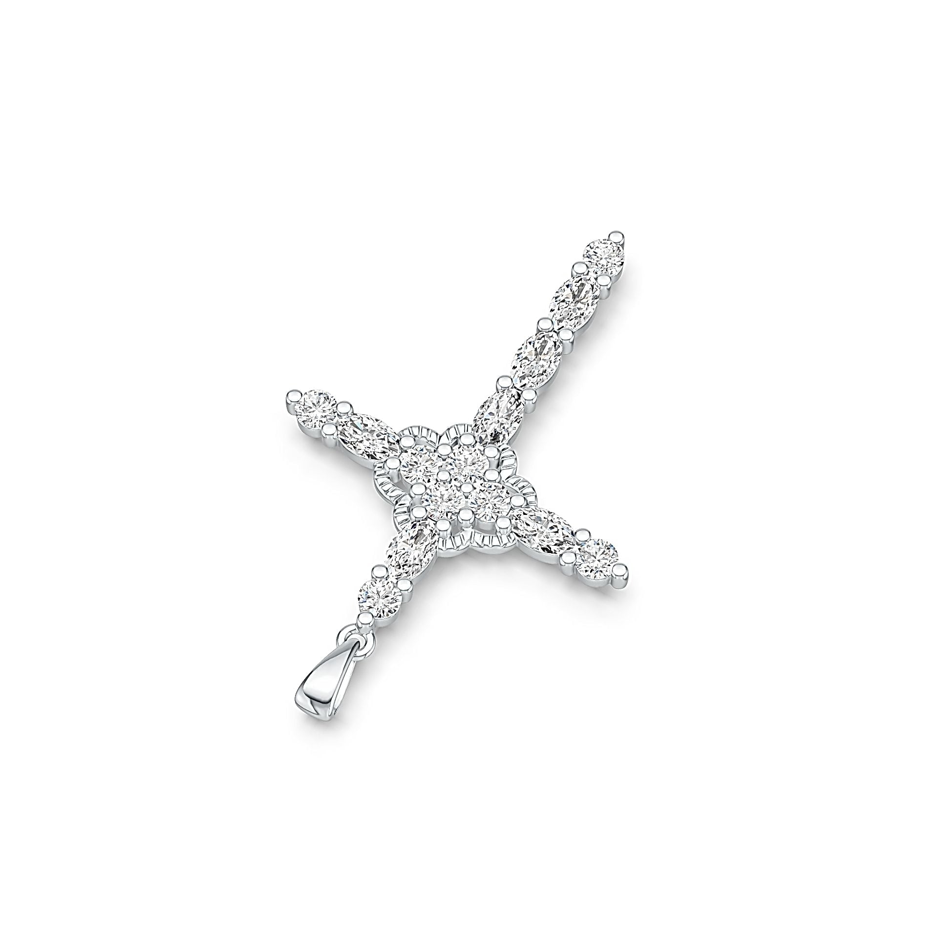 10K Gold Semi Mount Pendant Setting Oval OV 5x3mm Cross Pendant Moissanite Accent DHJ
