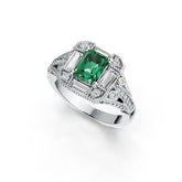 스털링 실버 세미 마운트 반지 세팅 에메랄드 OCT 8X6mm