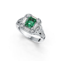 Sterling Zilver Semi Mount Ring Setting Emerald OCT 8X6mm