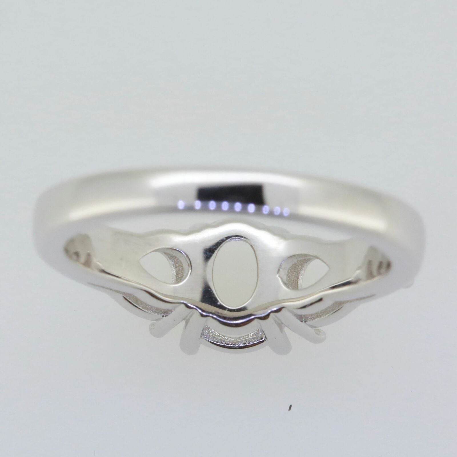 Platinum Semi Mount Ring Setting Oval OV 8x6mm PE 7x5mm 3 Stones Syzjewelry