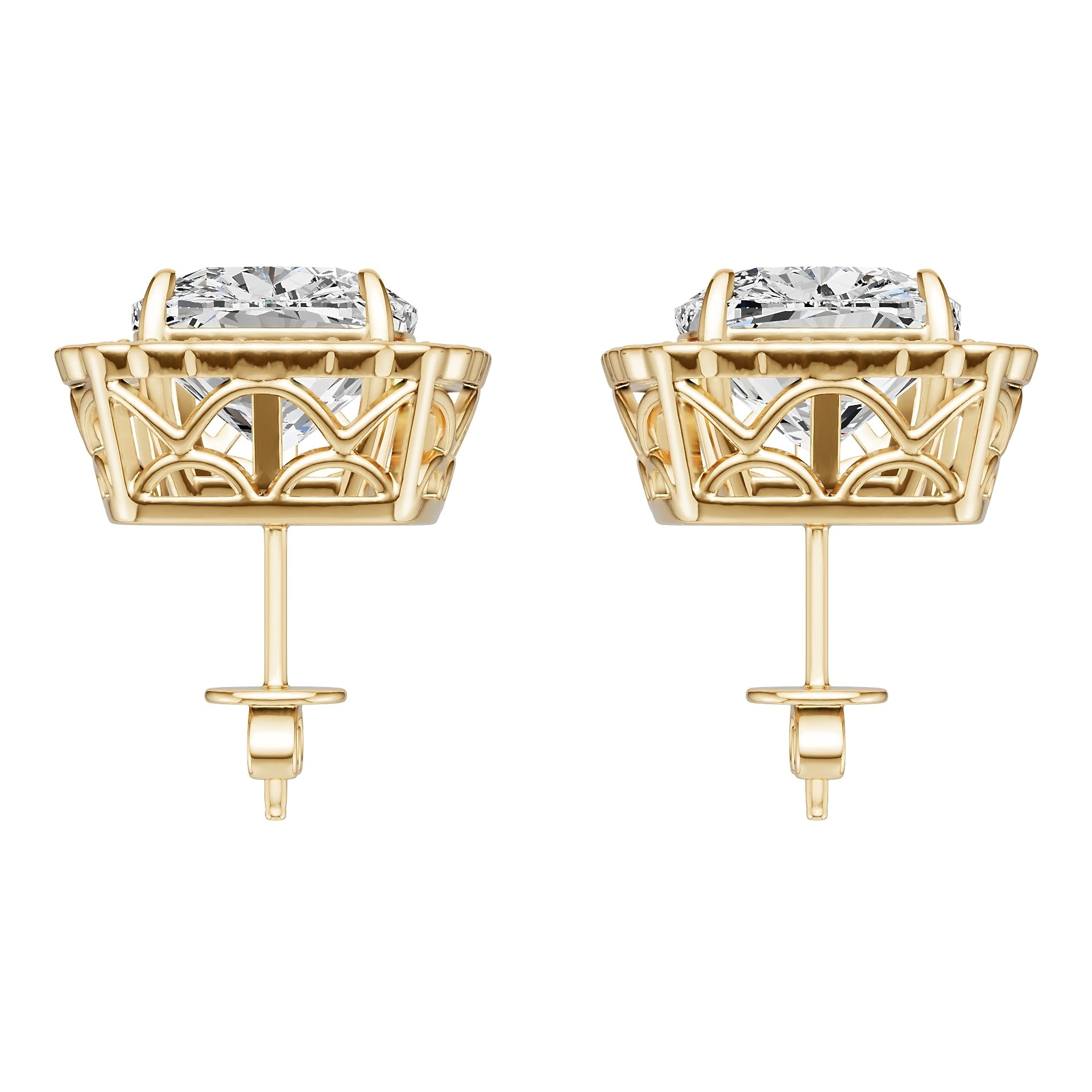 18K Gold Semi Mount Earrings Setting Round Ro 12x10mm Diamond Accent Syz Jewelry