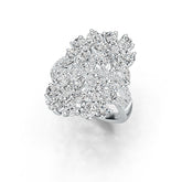 Sterling Silver Cluster Cocktail Ring with White Topaz or Moissanite DHJ