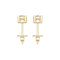 18K Gold Semi Mount Earrings Setting Round Ro 2x2mm Diamond Accent Syz Jewelry