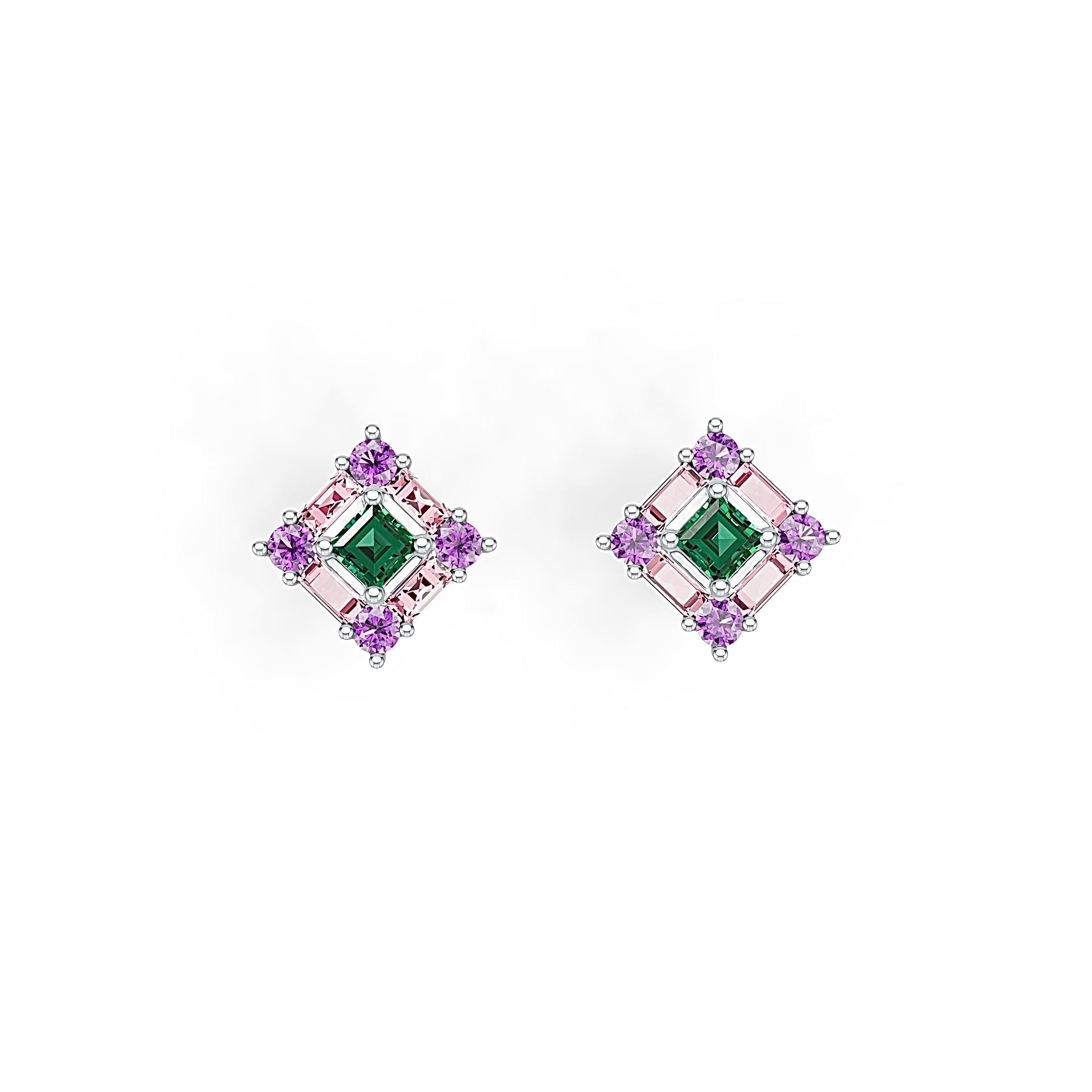 10K Gold Semi Mount Earrings Setting Princess SQ 3X3mm Moissanite Accent DHJ