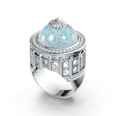 Sterling Silver Semi Mount Ring Setting Round RD 15x15mm Cabochon Bezel DHJ