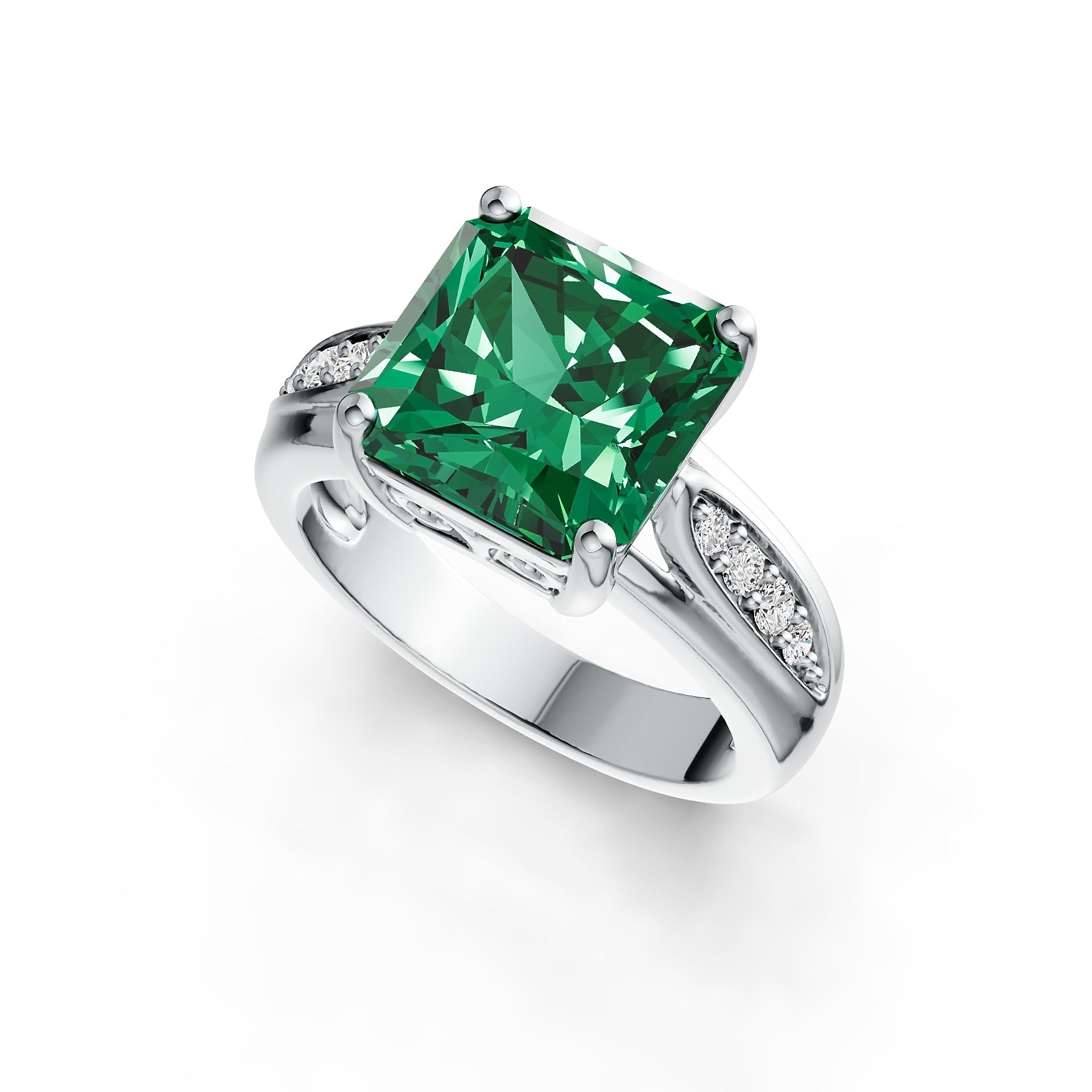 Sterling Silver Semi Mount Ring Setting Emerald OCT 9X9mm DHJ