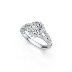 Sterling Silver Semi Mount Ring Setting Oval OV 7X5mm Halo DHJ