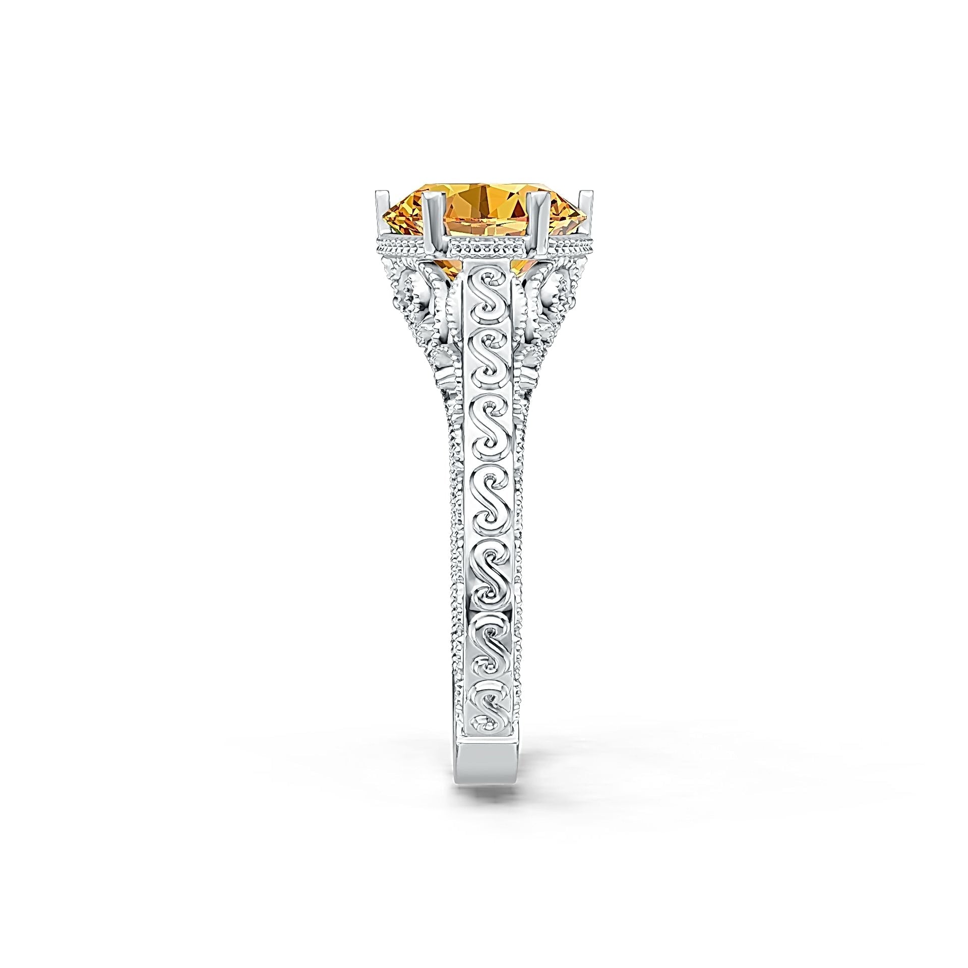 18K Gold Semi Mount Ring Setting Round RD 9x9mm Art Deco Style Syzjewelry