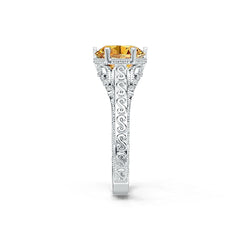 18K Gold Semi Mount Ring Setting Round RD 9x9mm Art Deco Style Syzjewelry
