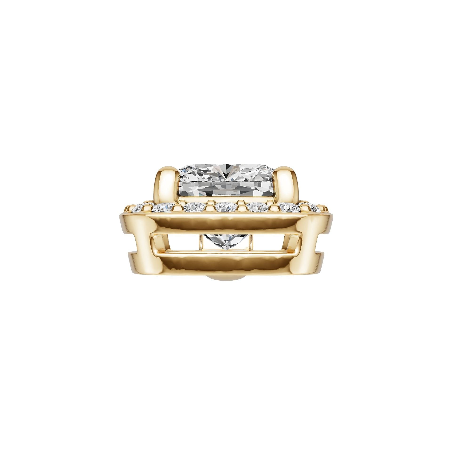 18K Gold Semi Mount Pendant Setting Cushion Cu 5x6mm Diamond Accent Syz Jewelry