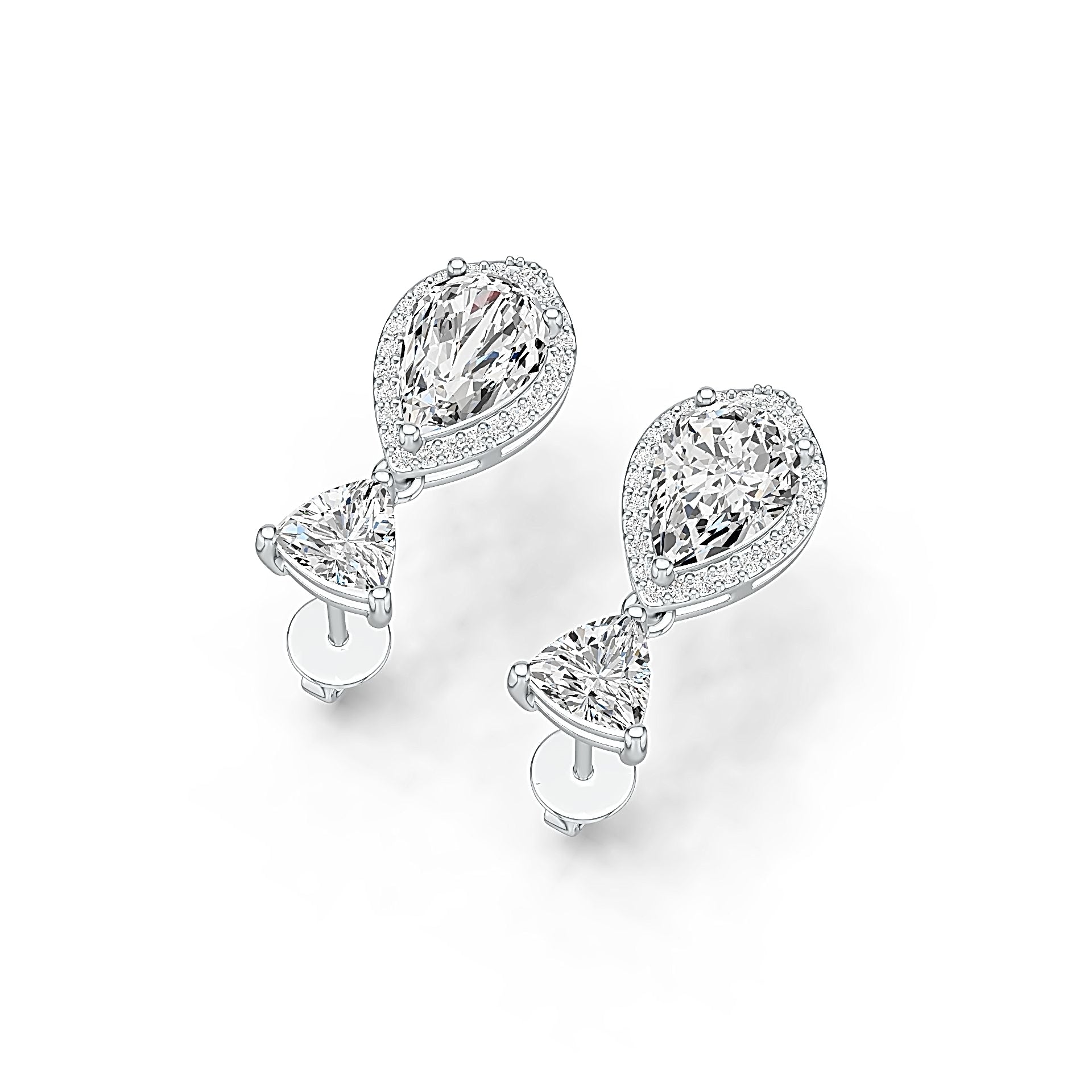 Sterling Silver Semi Mount Earrings Setting Pear PE 10X7mm TRI 6Xmm Syzjewelry