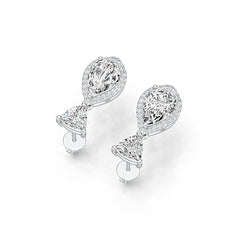 Sterling Silver Semi Mount Earrings Setting Pear PE 10X7mm TRI 6Xmm Syzjewelry