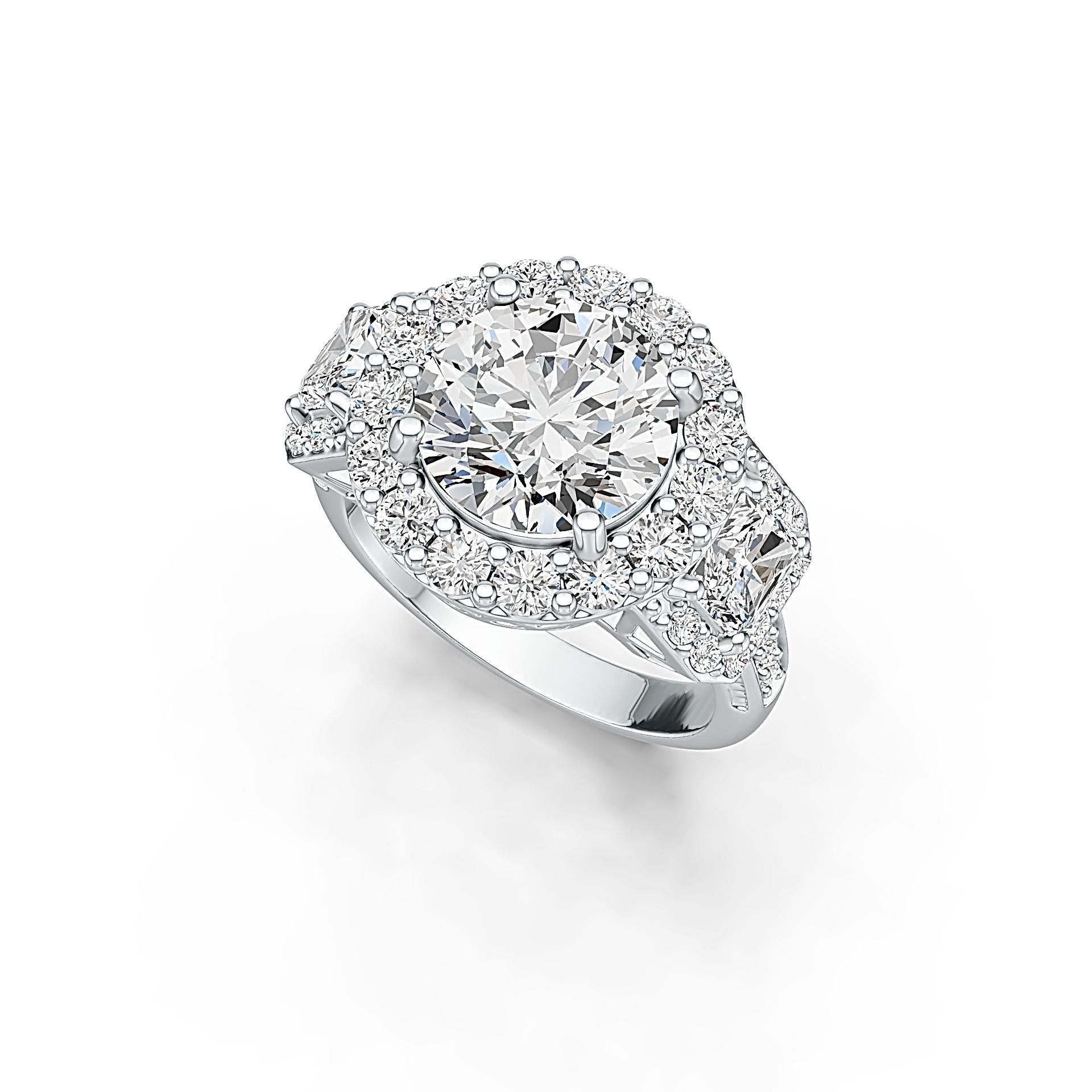 Sterling Silver Semi Mount Ring Setting Round RD 10x10mm Emerald OCT 5x4mm DHJ