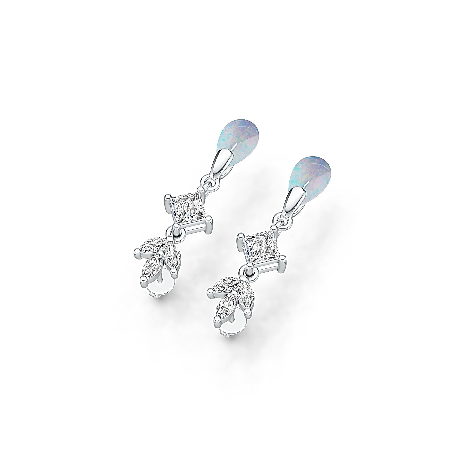 10K Gold Semi Mount Earrings Setting Pear PE 8X5mm SQ 4X4mm DHJ