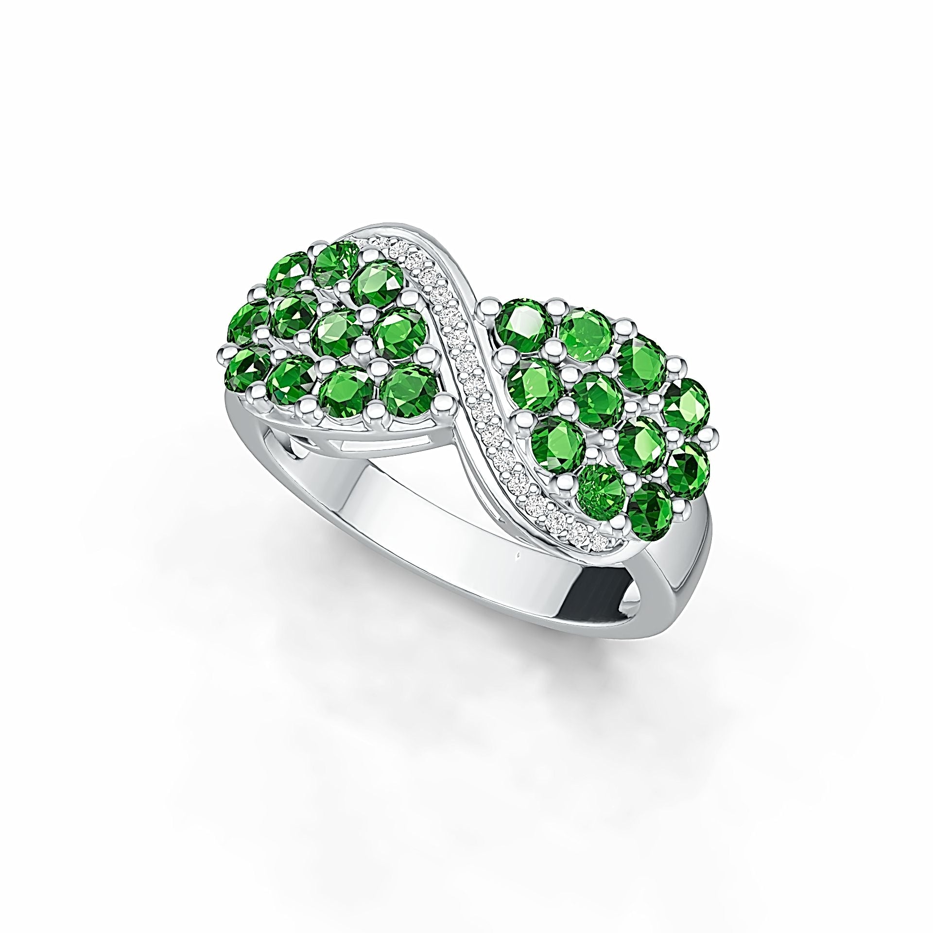 Sterling Silver Ring Infinity intertwining Love Theme with White Topaz or Moissanite DHJ