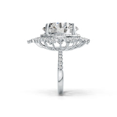 Platinum Semi Mount Ring Setting Round RD 15mm Double Halo Diamond Accent DHJ