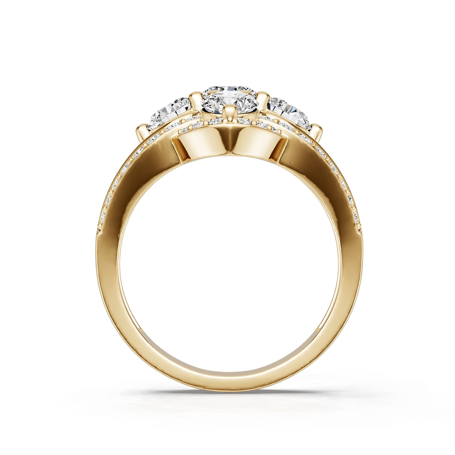 14K Gold Semi Mount Ring Setting Round Ro 6x6mm Diamond Accent Syz Jewelry