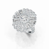 Sterling Silver Semi Mount Ring Setting Round RD 8x8mm Baguette BAG 6x3mm DHJ