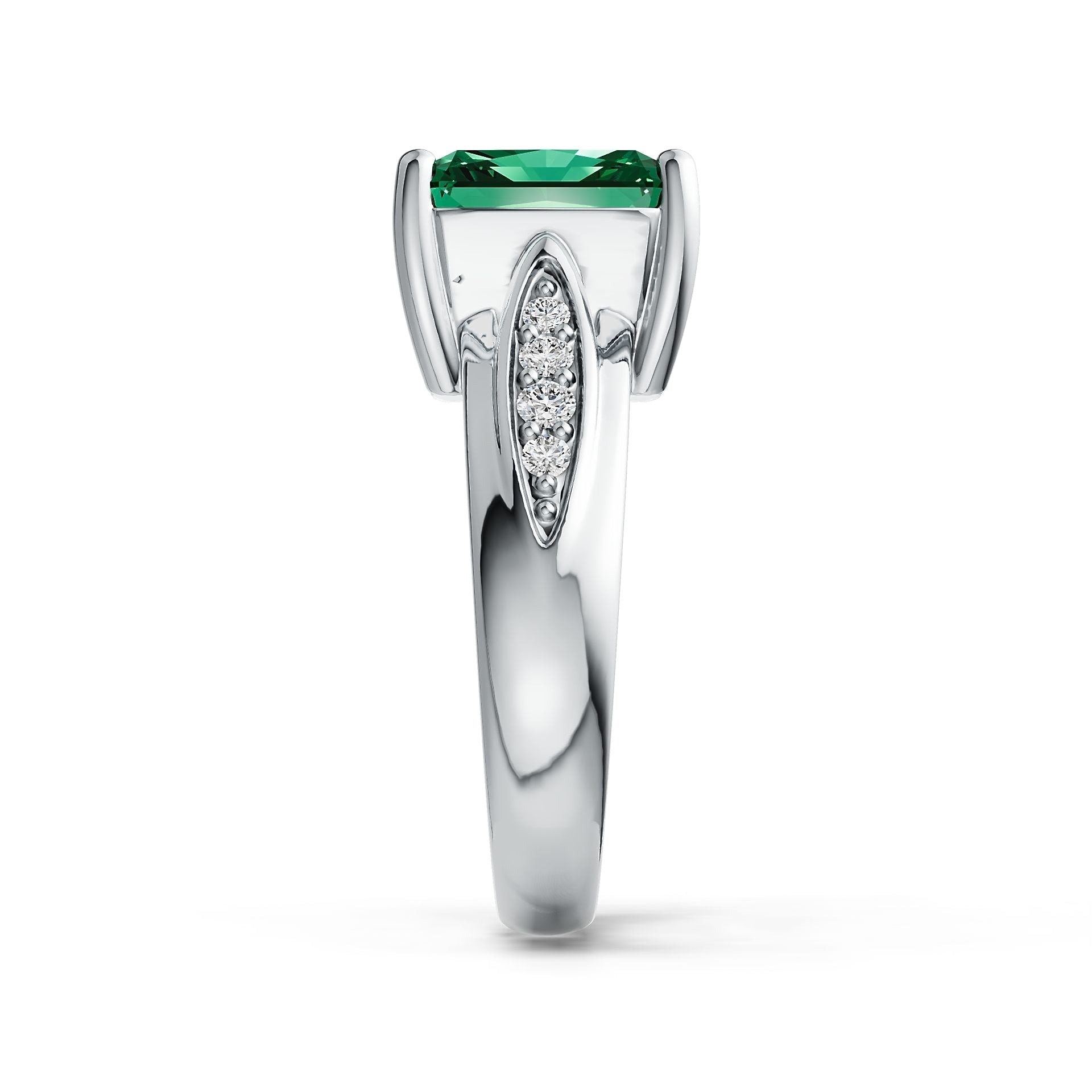 10K Gold Semi Mount Ring Setting Emerald OCT 9X9mm Moissanite Accent DHJ