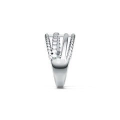 10K Gold Ring Multi-Row Wide Band Twisted Rope Theme DHJ