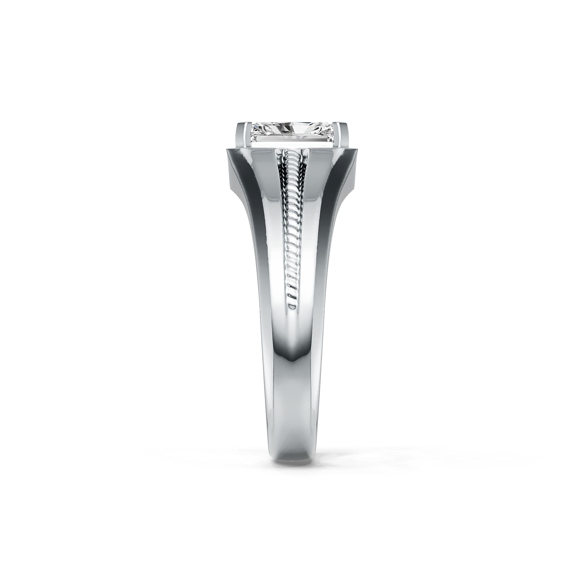 Platinum Semi Mount Ring Setting Emerald OCT 8X6mm Men's Ring DHJ