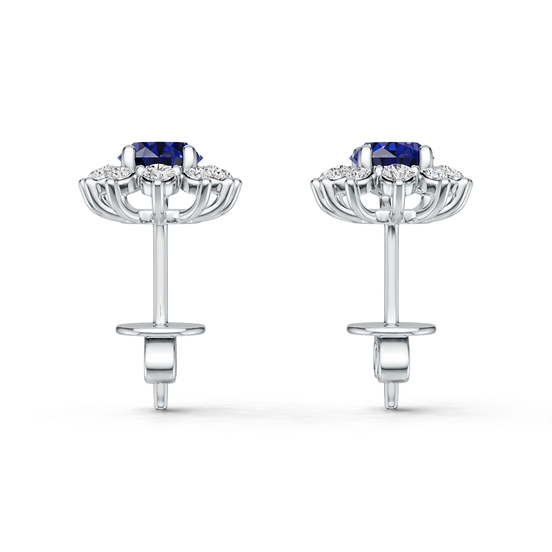 18K Gold Semi Mount Earrings Setting Oval Ov 7x5mm Diamond Accent Syz Jewelry