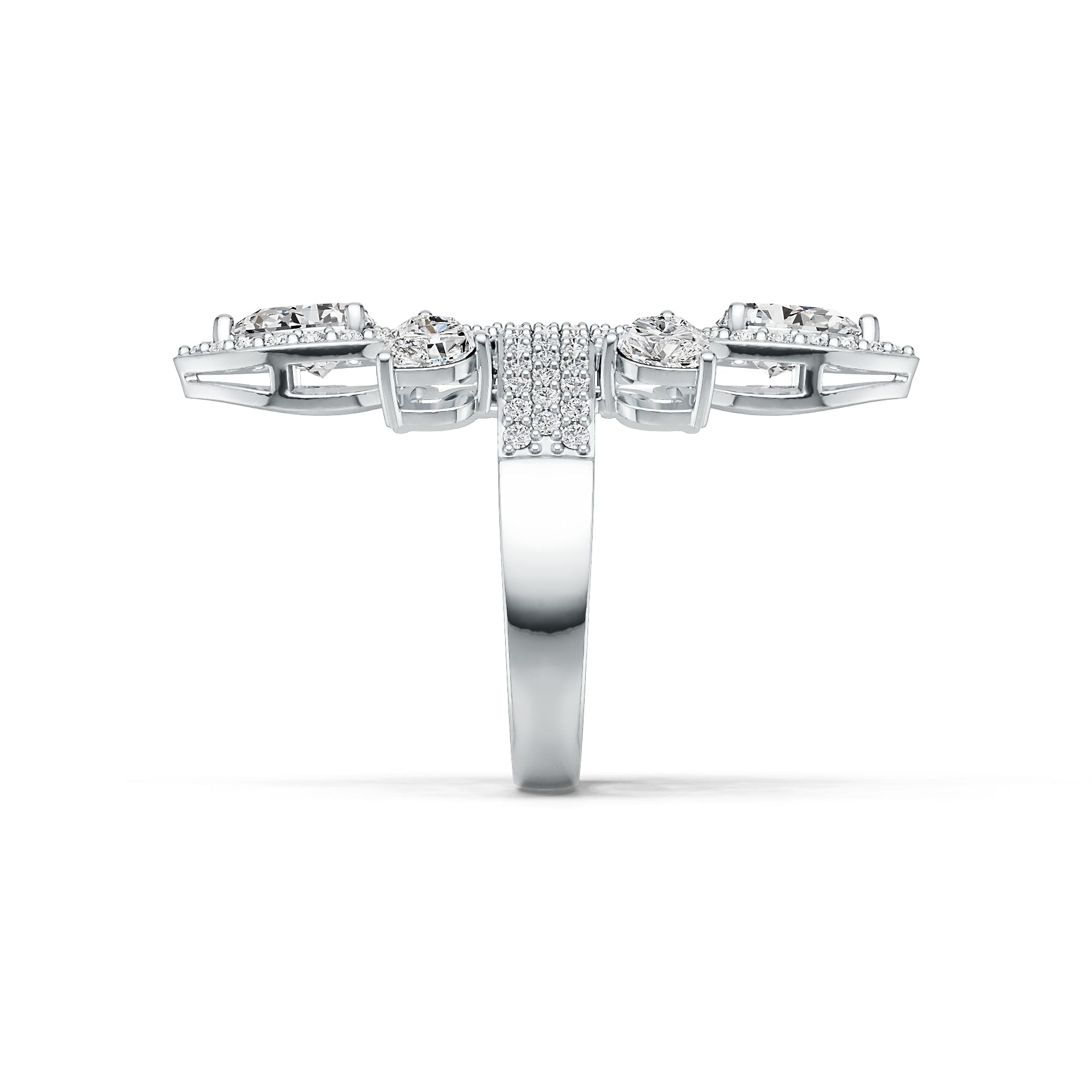 Platinum Semi Mount Ring Setting Pear PE 8X6mm HT 5X5mm Diamond Accent DHJ
