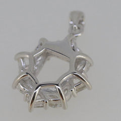 10K Gold Semi Mount Pendant Setting OCT 9x7mm W/ Moissanite Accent Syzjewelry