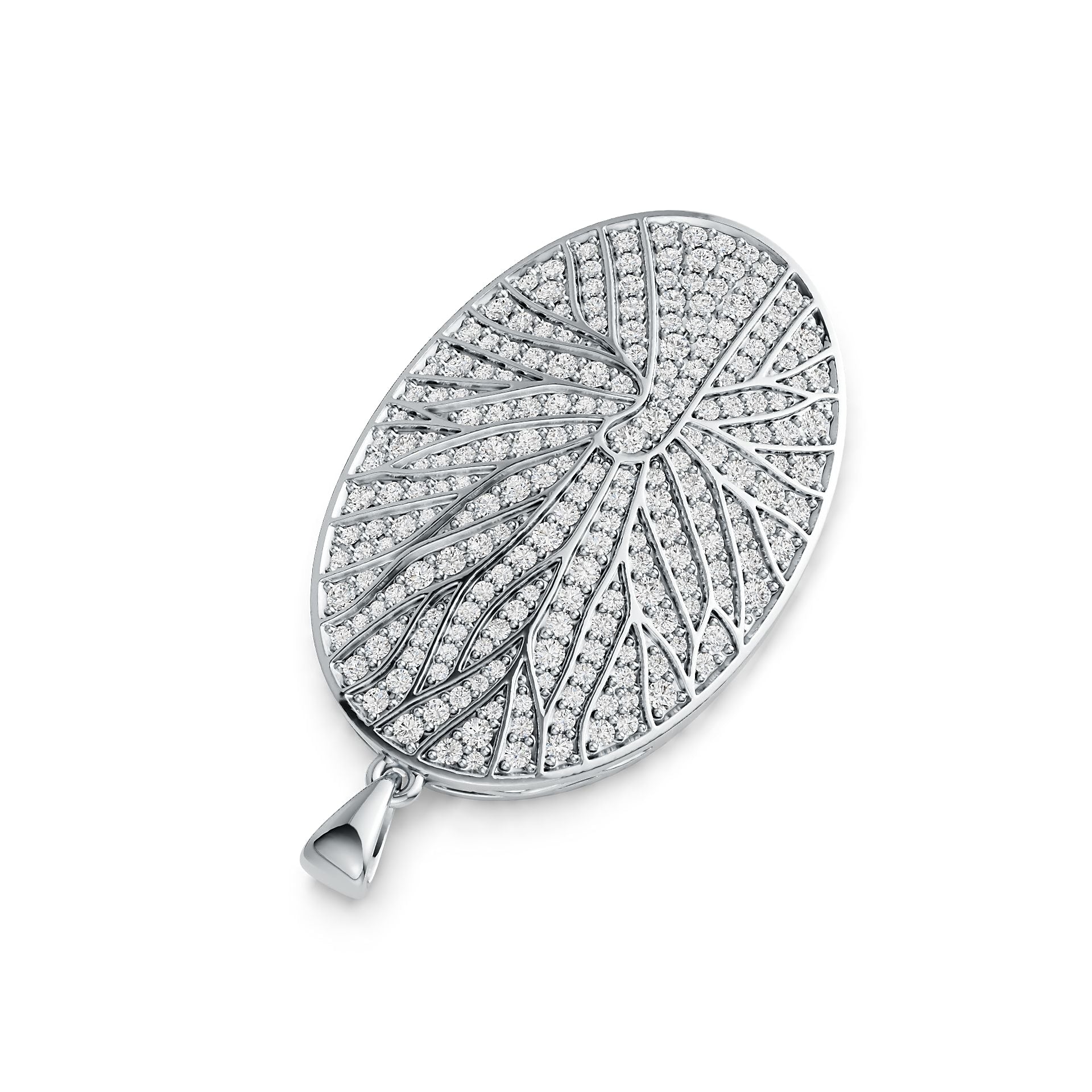 Sterling Silver Pendant with White Topaz or Moissanite Oval-Shaped DHJ