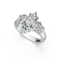 Sterling Silver Semi Mount Ring Setting Marquise MQ 14X7mm BG 5X4mm BG 4X3 DHJ